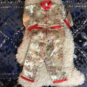 Girls Size 5 Dragon Asian Kimono outfit pajama